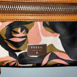 Fossil Dawson Fabric Crossbody Floral Print Canvas Handbag